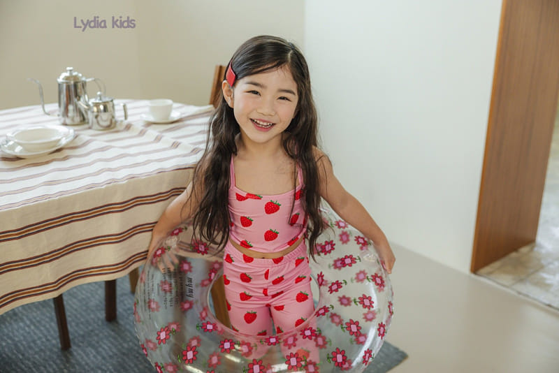 Lydia - Korean Children Fashion - #toddlerclothing - Strawberry Crop Swimsuit Set - 2