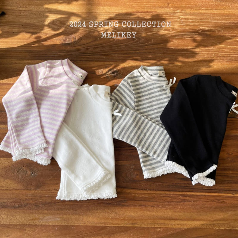 Melikey - Korean Children Fashion - #kidsstore - Eyelet Ribbon Tee - 2