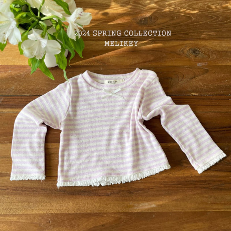 Melikey - Korean Children Fashion - #kidzfashiontrend - Eyelet Ribbon Tee - 3