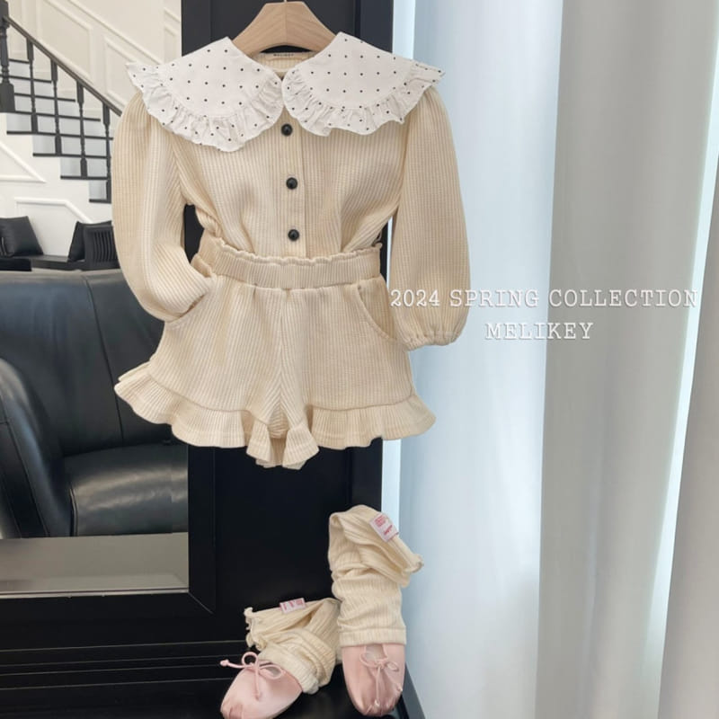 Melikey - Korean Children Fashion - #Kfashion4kids - Waffle Collar Top Bottom Set - 4