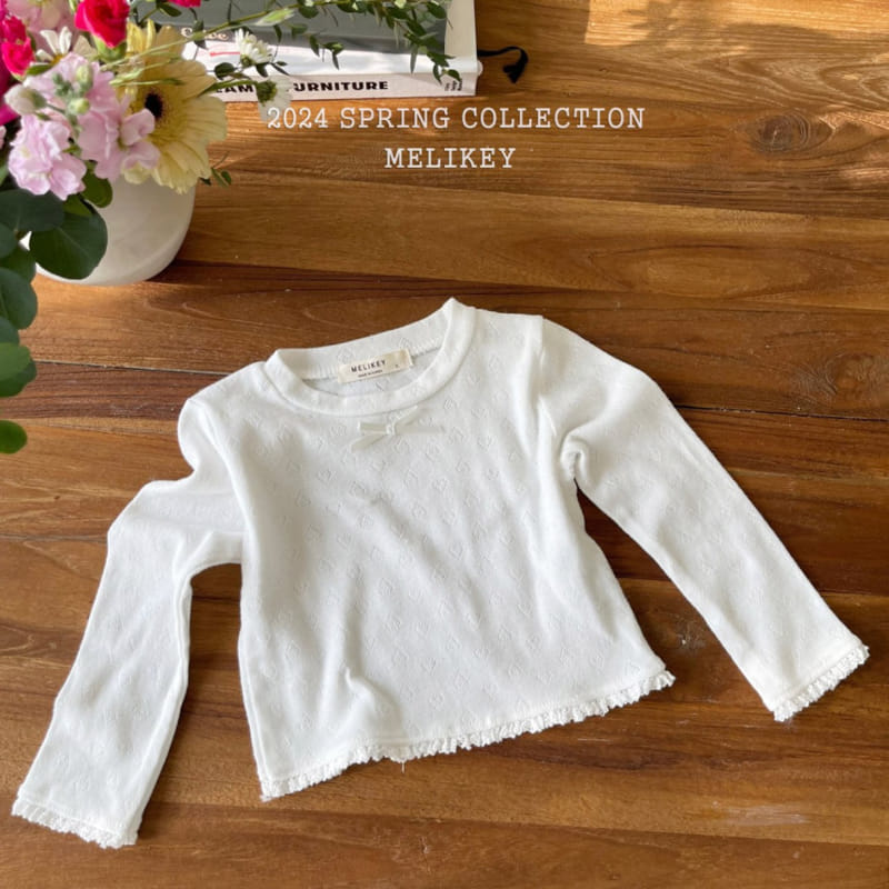 Melikey - Korean Children Fashion - #magicofchildhood - Eyelet Ribbon Tee - 6