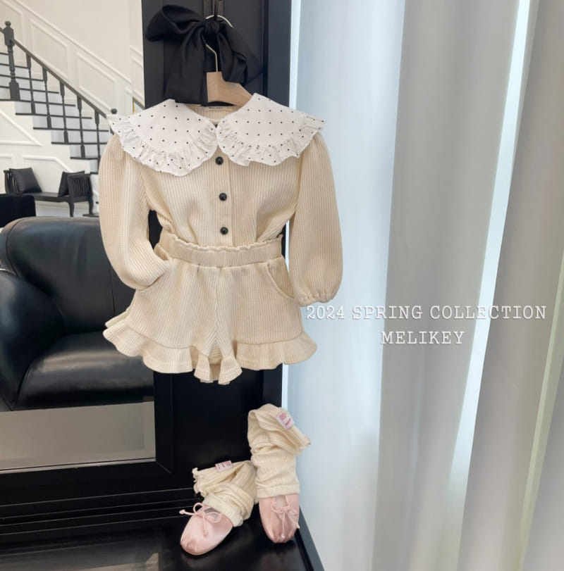 Melikey - Korean Children Fashion - #magicofchildhood - Waffle Collar Top Bottom Set - 5