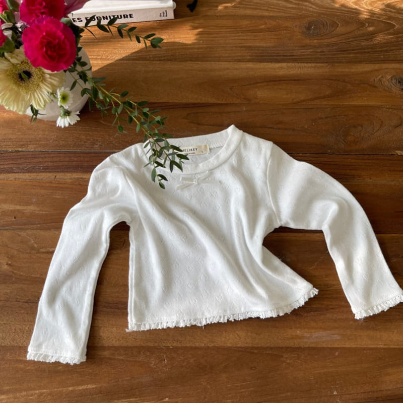 Melikey - Korean Children Fashion - #minifashionista - Eyelet Ribbon Tee - 7