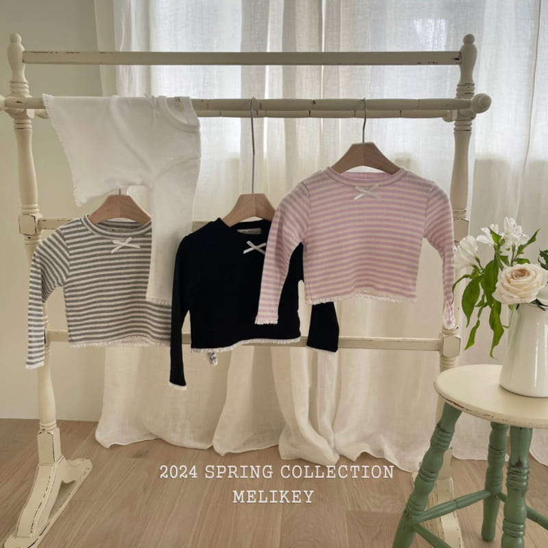 Melikey - Korean Children Fashion - #prettylittlegirls - Eyelet Ribbon Tee - 8