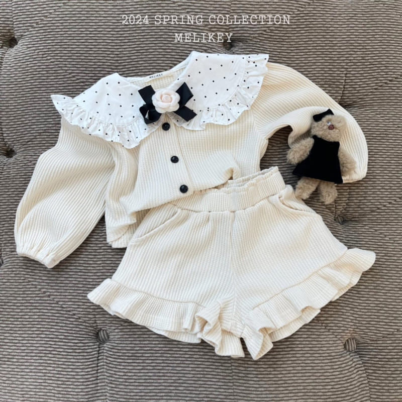 Melikey - Korean Children Fashion - #prettylittlegirls - Waffle Collar Top Bottom Set - 7