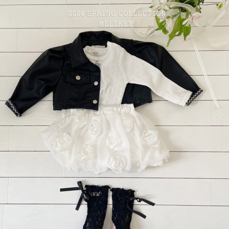 Melikey - Korean Children Fashion - #stylishchildhood - Eyelet Ribbon Tee - 11