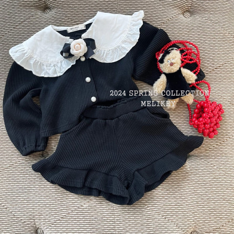 Melikey - Korean Children Fashion - #todddlerfashion - Waffle Collar Top Bottom Set - 8