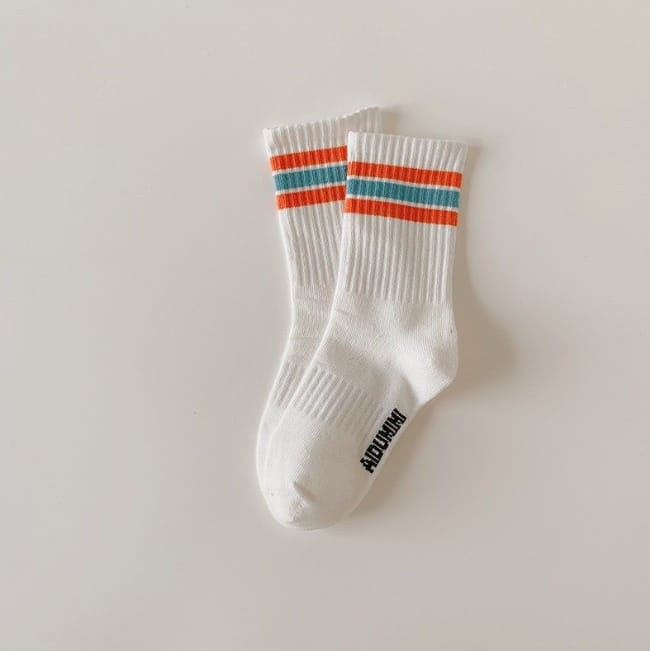Miso - Korean Children Fashion - #childofig - Color Three Line Socks - 4