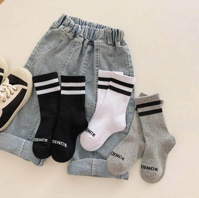 Miso - Korean Children Fashion - #todddlerfashion - Three Color Two Line Socks Set - 6