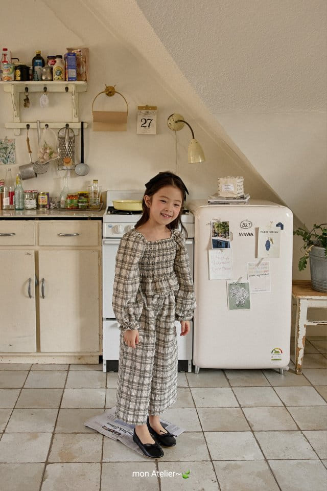 Mon Atelier - Korean Children Fashion - #magicofchildhood - Check Top Bottom Set - 11