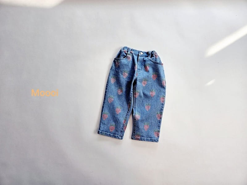 Mooi Store - Korean Children Fashion - #kidsshorts - Strawberry Denim Pants - 9