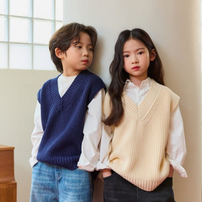 More - Korean Children Fashion - #magicofchildhood - Old School V Neck Knit Vest