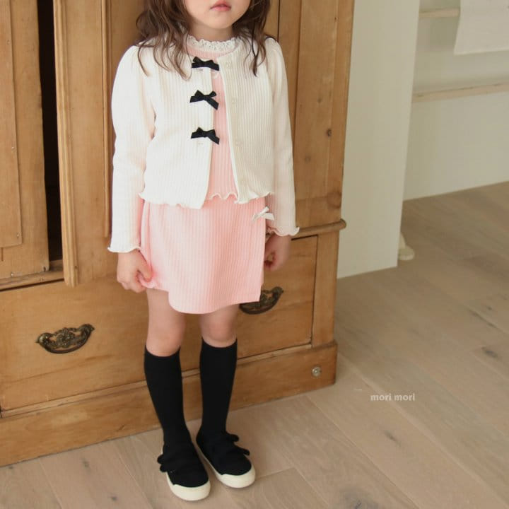 Mori Mori - Korean Children Fashion - #fashionkids - Waffle Ribbon Cardigan - 5