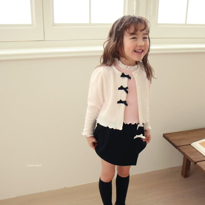 Mori Mori - Korean Children Fashion - #kidsstore - Waffle Ribbon Cardigan - 7