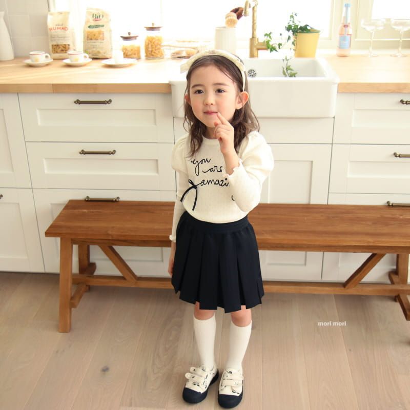 Mori Mori - Korean Children Fashion - #toddlerclothing - Lettering Ribbon Tee - 3