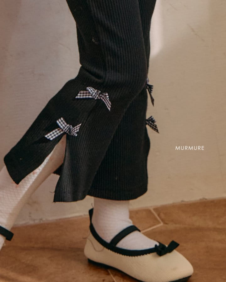 Murmure - Korean Children Fashion - #prettylittlegirls - Check Ribbon Boots Cut Pants