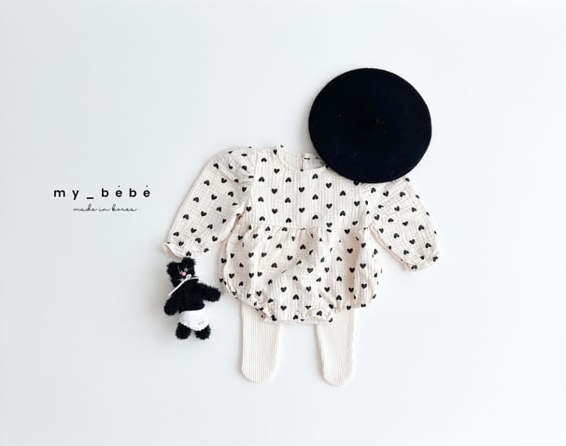 My Bebe - Korean Baby Fashion - #babyclothing - Heart Double Body Suit - 11