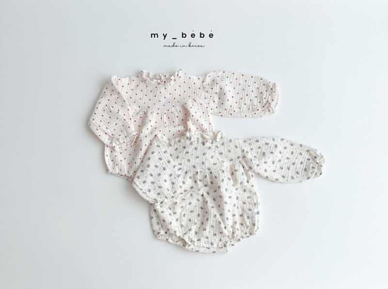 My Bebe - Korean Baby Fashion - #babylifestyle - Shirring Round Body Suit - 2