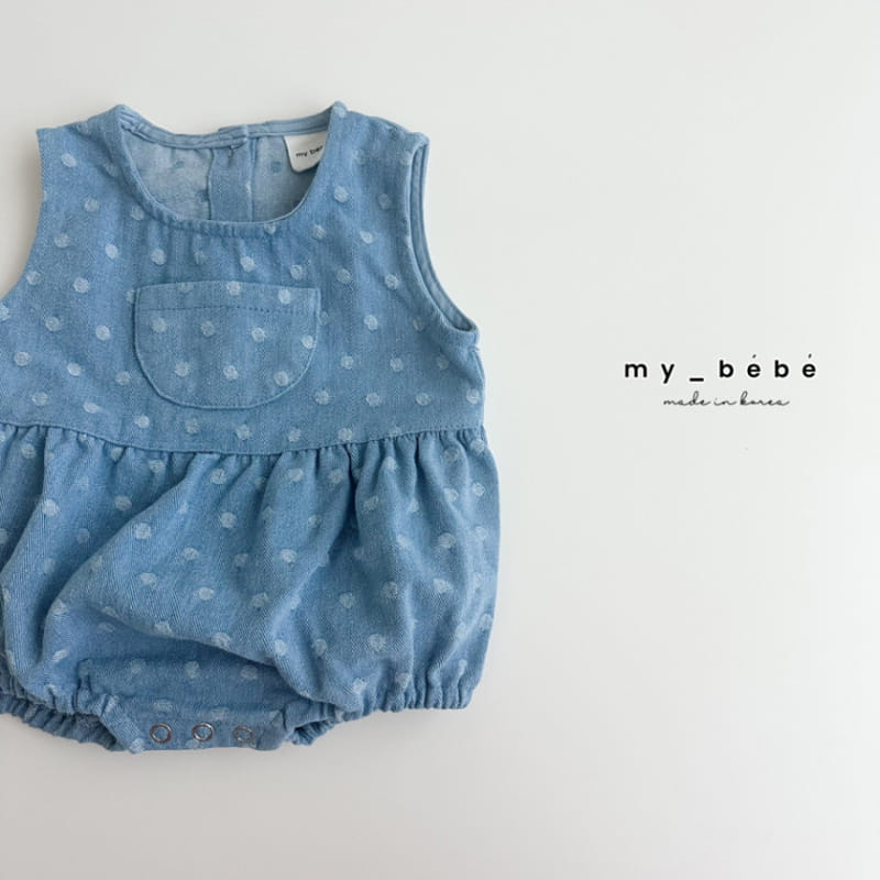 My Bebe - Korean Baby Fashion - #babyootd - Denim Pumpkin Body Suit - 3