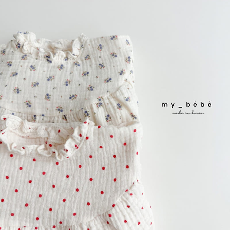 My Bebe - Korean Baby Fashion - #babyoutfit - Shirring Round Body Suit - 5