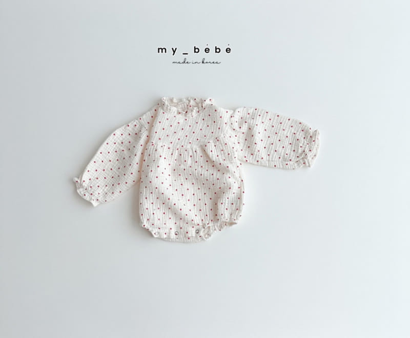 My Bebe - Korean Baby Fashion - #babyoutfit - Shirring Round Body Suit - 6