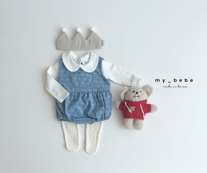 My Bebe - Korean Baby Fashion - #babyoutfit - Denim Pumpkin Body Suit - 5