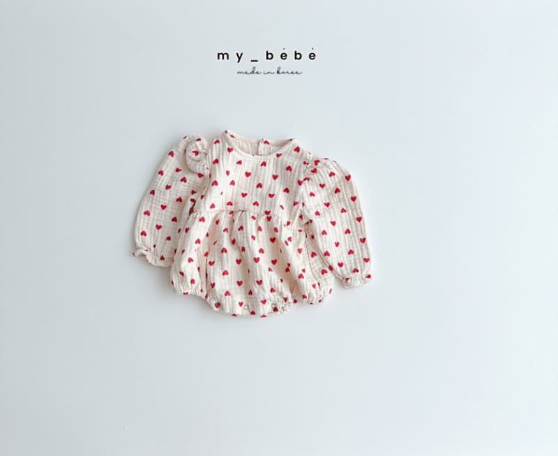 My Bebe - Korean Baby Fashion - #babyoutfit - Heart Double Body Suit - 4