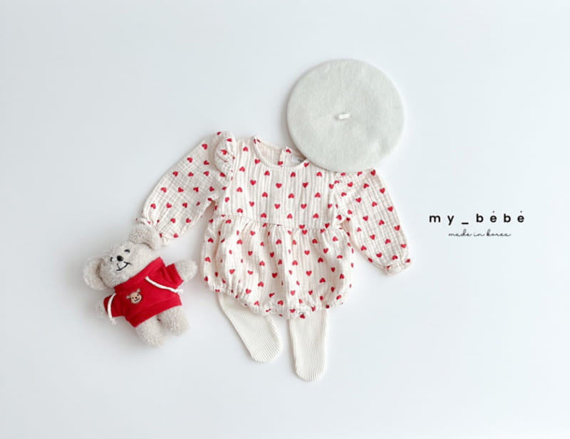 My Bebe - Korean Baby Fashion - #babywear - Heart Double Body Suit - 5