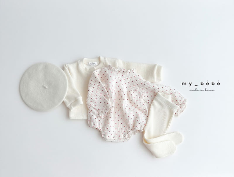 My Bebe - Korean Baby Fashion - #onlinebabyboutique - Shirring Round Body Suit - 8