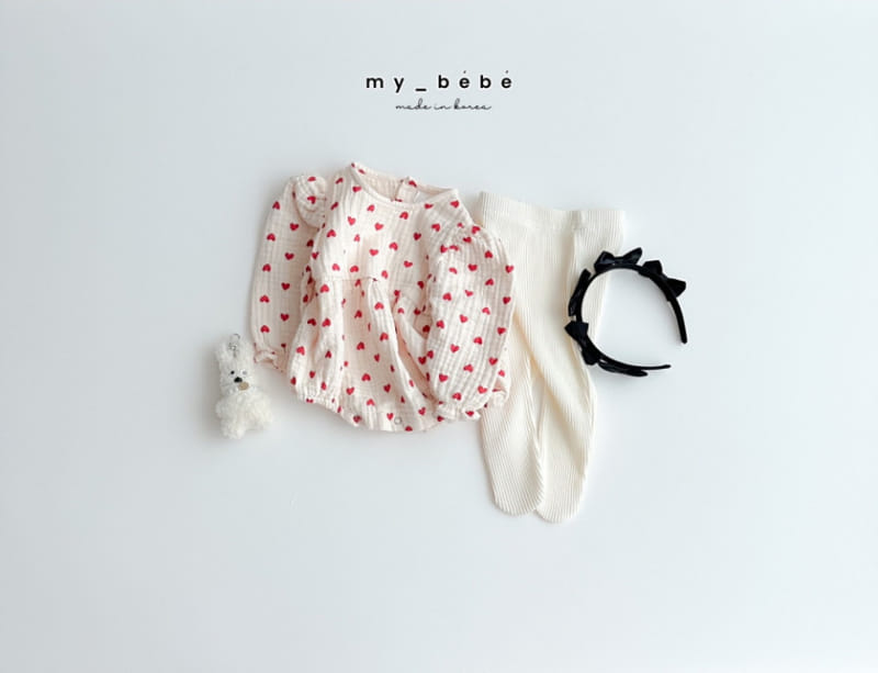 My Bebe - Korean Baby Fashion - #onlinebabyshop - Heart Double Body Suit - 7