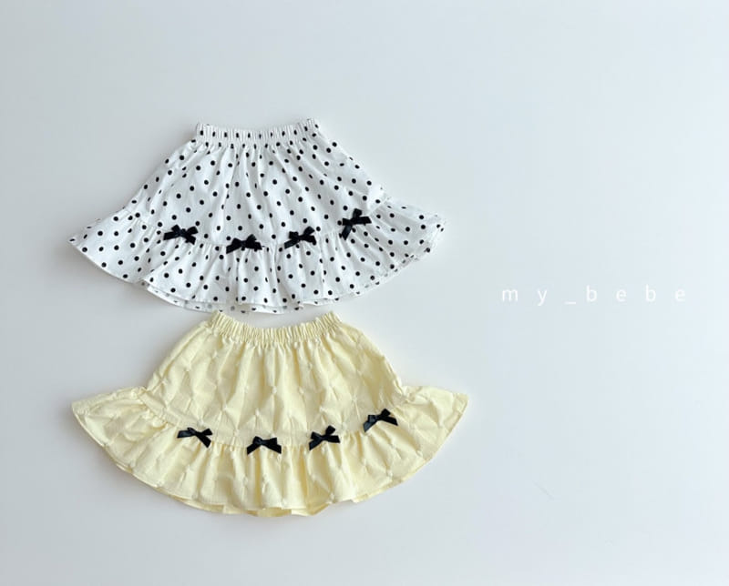 My Bebe - Korean Children Fashion - #kidsshorts - Kan Kan Ribbon Skirt - 3