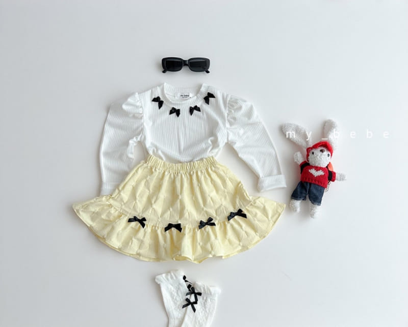 My Bebe - Korean Children Fashion - #magicofchildhood - Kan Kan Ribbon Skirt - 8