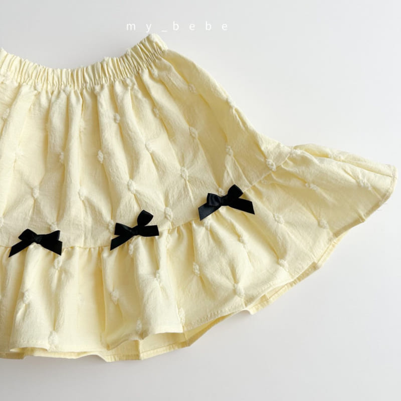My Bebe - Korean Children Fashion - #prettylittlegirls - Kan Kan Ribbon Skirt - 10
