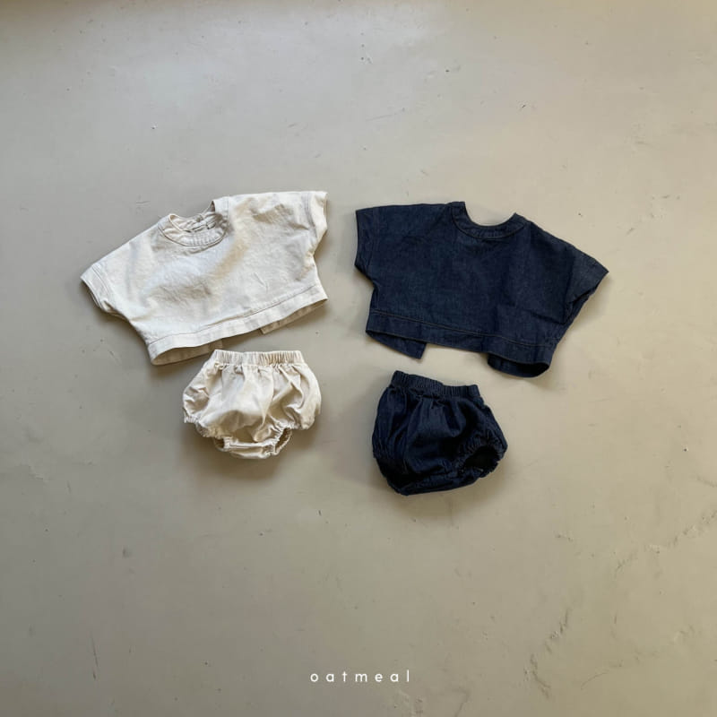 Oatmeal - Korean Baby Fashion - #onlinebabyshop - Net Denim Bloomers