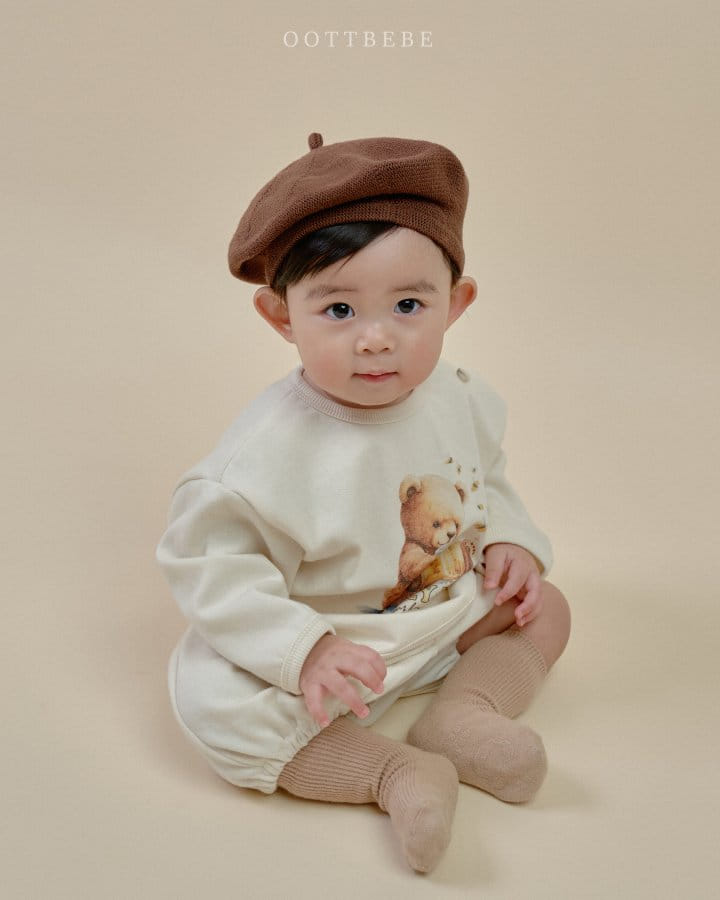 Oott Bebe - Korean Baby Fashion - #babyboutique - Honey Bear Bloomers Top Bottom Set - 2