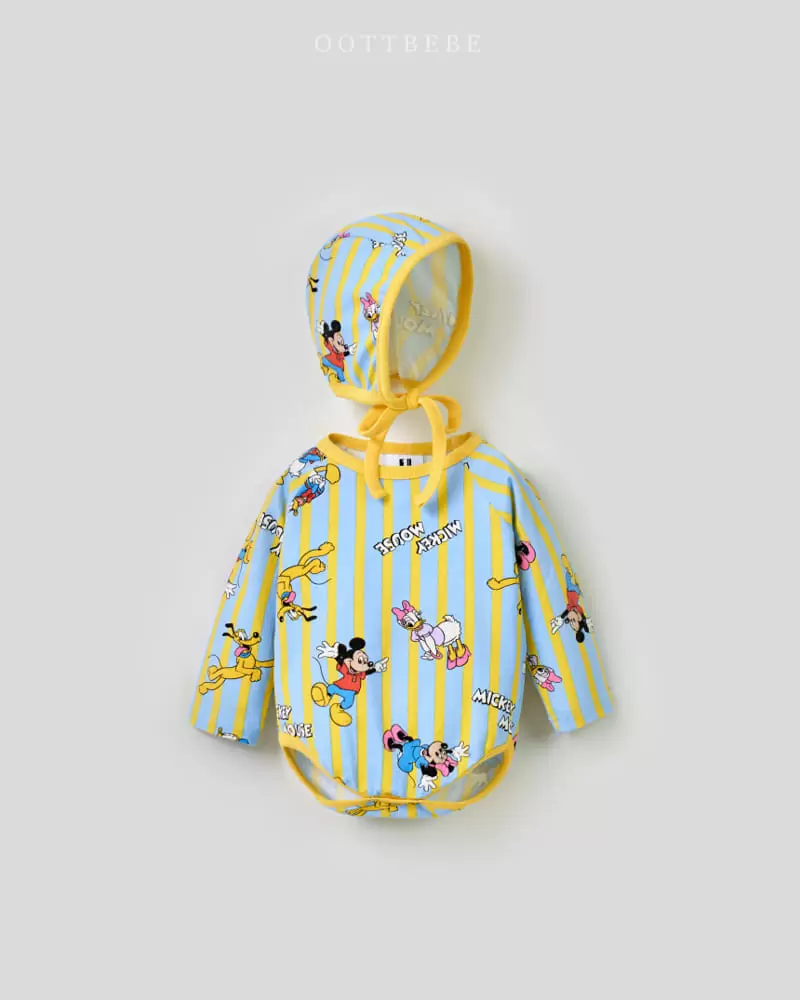 Oott Bebe - Korean Baby Fashion - #babyboutique - D Body Suit Boonet Set - 4