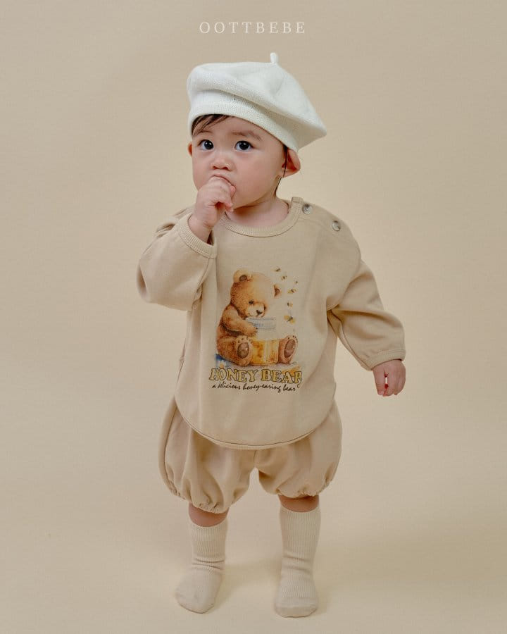 Oott Bebe - Korean Baby Fashion - #babyfever - Honey Bear Bloomers Top Bottom Set - 7