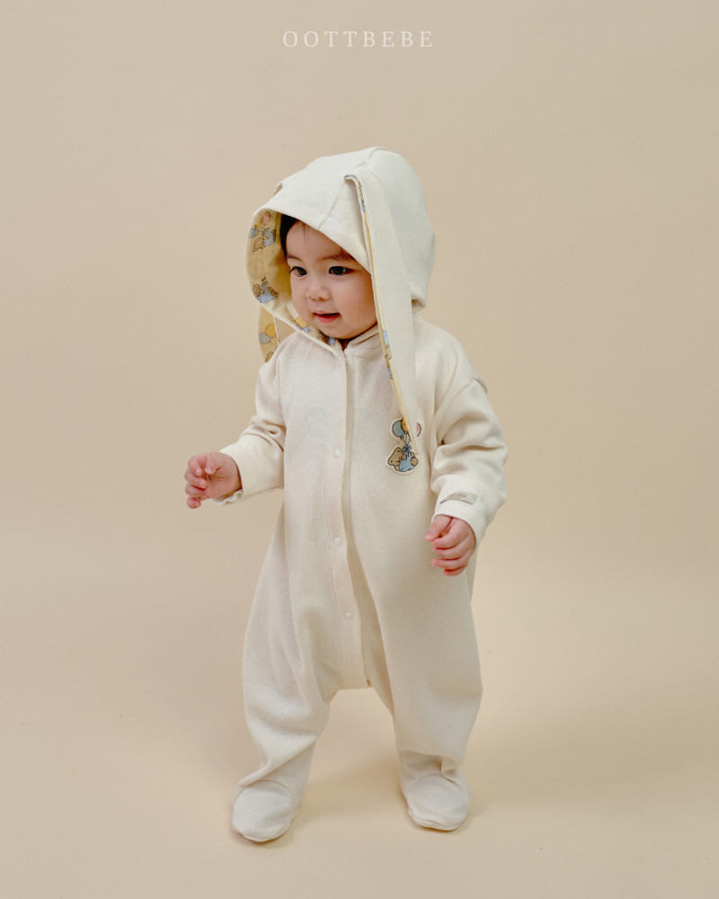 Oott Bebe - Korean Baby Fashion - #babyoutfit - Oott Balloon Rabbit Hoody Body Suit - 8