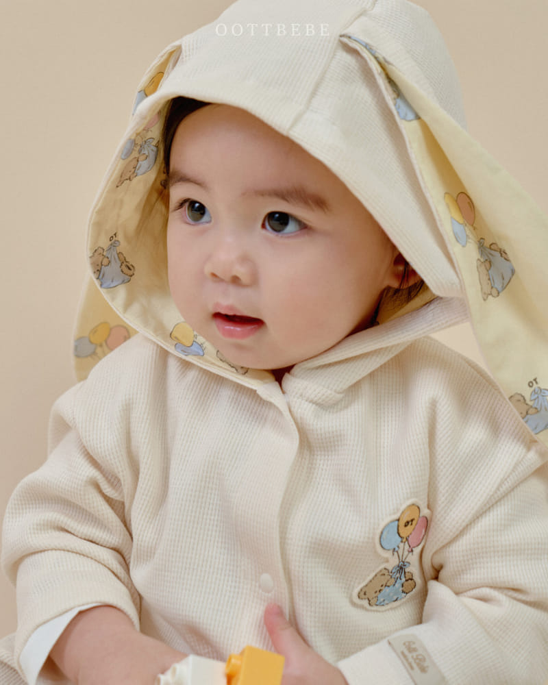 Oott Bebe - Korean Baby Fashion - #babyoutfit - Oott Balloon Rabbit Hoody Body Suit - 9