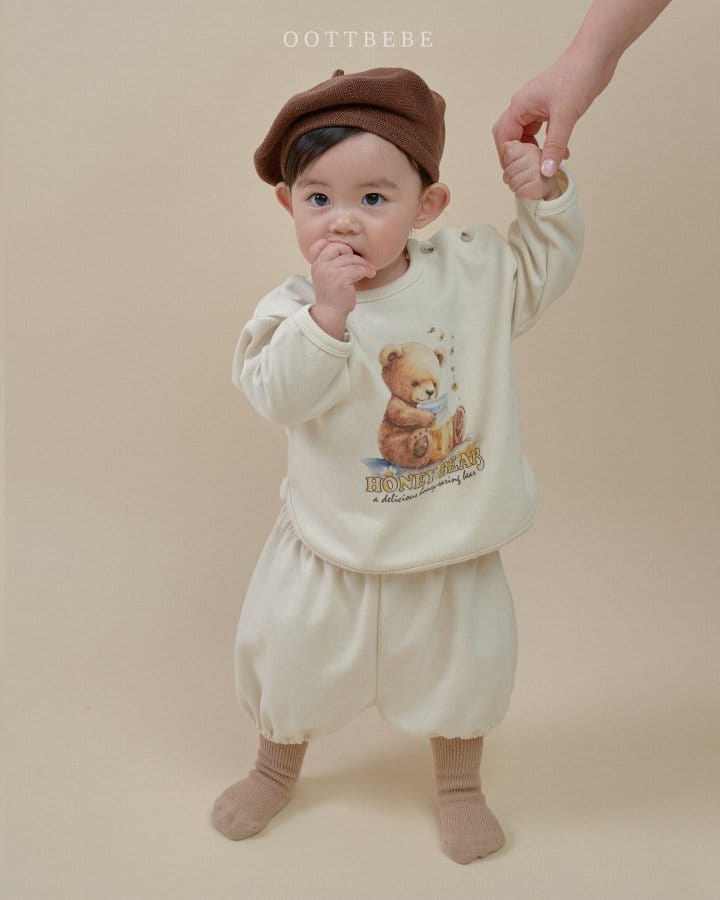 Oott Bebe - Korean Baby Fashion - #onlinebabyshop - Honey Bear Bloomers Top Bottom Set