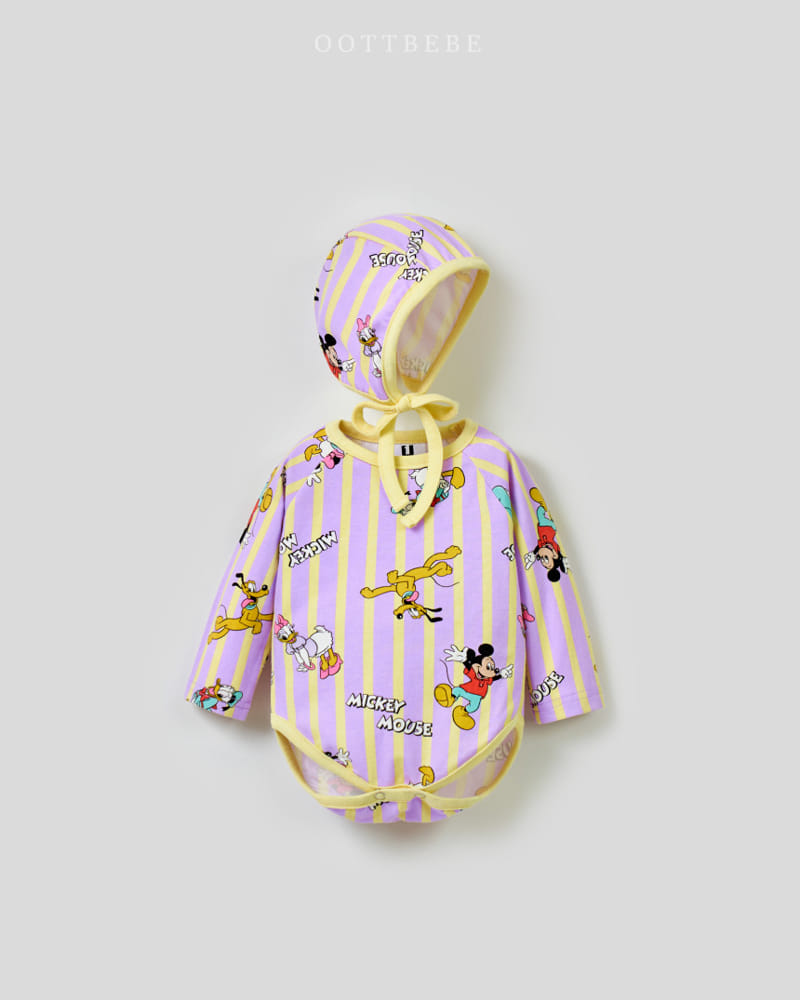 Oott Bebe - Korean Baby Fashion - #smilingbaby - D Body Suit Boonet Set - 2