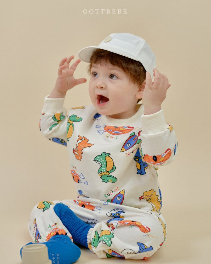 Oott Bebe - Korean Children Fashion - #Kfashion4kids - Dino Rocket Top Bottom Set - 2