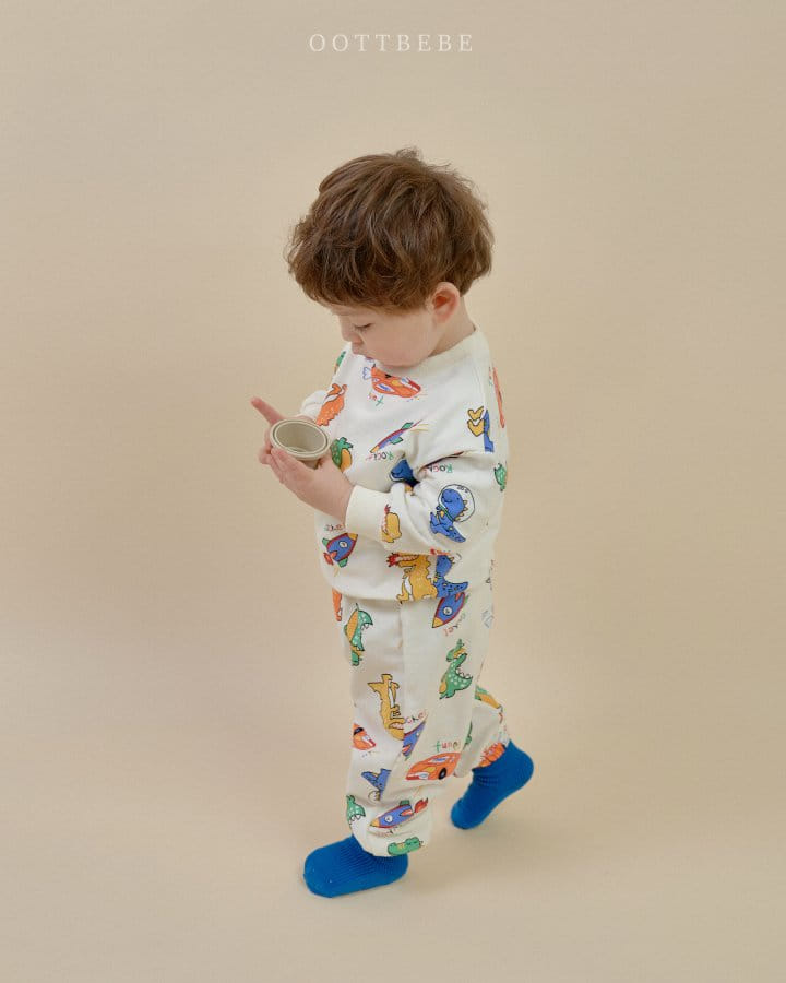 Oott Bebe - Korean Children Fashion - #childofig - Dino Rocket Top Bottom Set - 7
