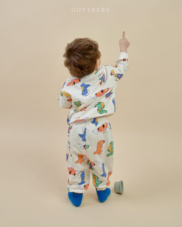 Oott Bebe - Korean Children Fashion - #childofig - Dino Rocket Top Bottom Set - 8