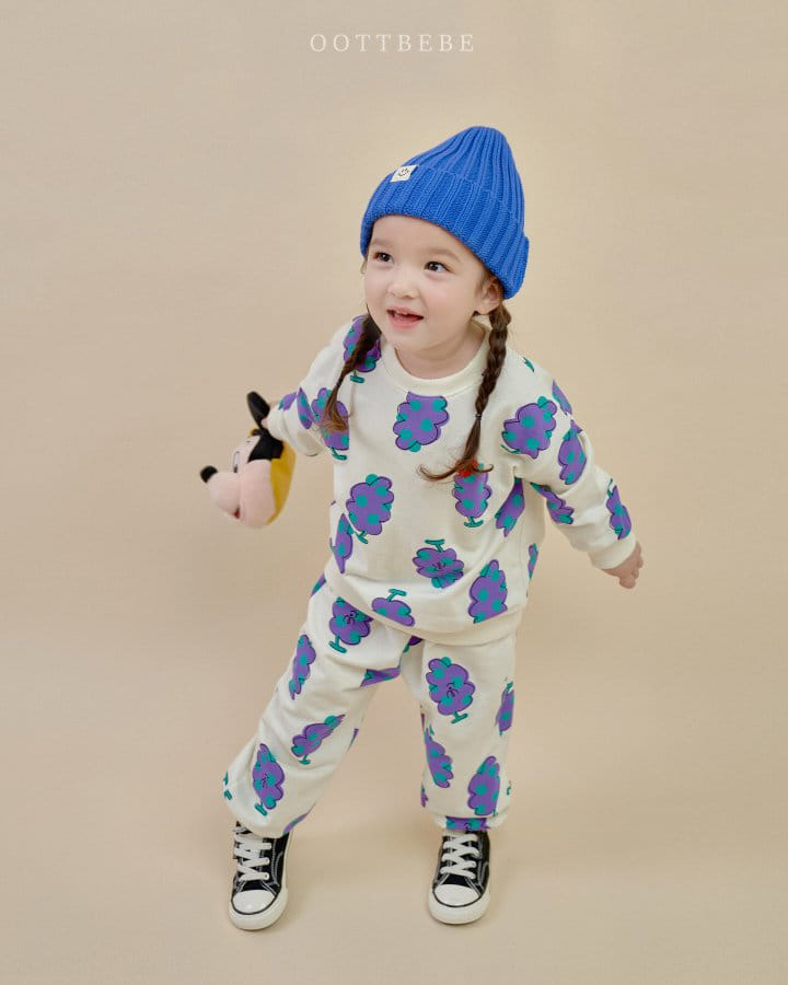 Oott Bebe - Korean Children Fashion - #childofig - Heart Grape Top Bottom Set - 6