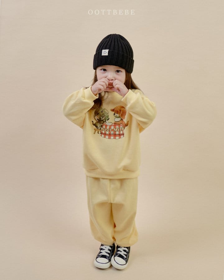 Oott Bebe - Korean Children Fashion - #kidsstore - Sweet Milk Top Bottom Set