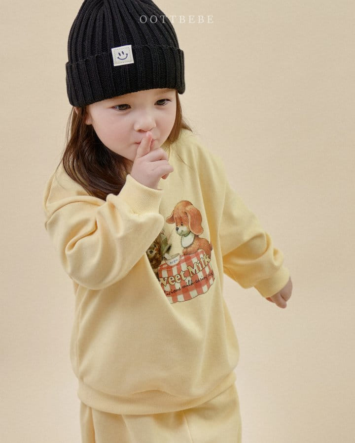 Oott Bebe - Korean Children Fashion - #Kfashion4kids - Sweet Milk Top Bottom Set - 4