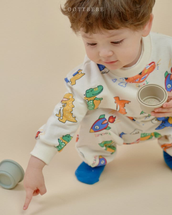 Oott Bebe - Korean Children Fashion - #littlefashionista - Dino Rocket Top Bottom Set - 4