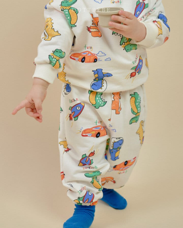 Oott Bebe - Korean Children Fashion - #minifashionista - Dino Rocket Top Bottom Set - 5