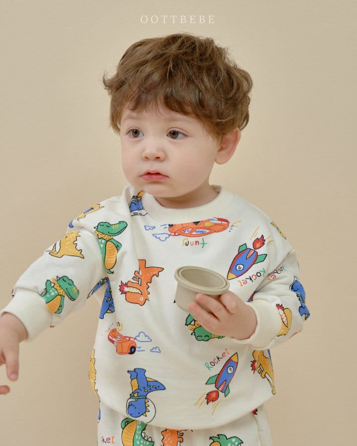 Oott Bebe - Korean Children Fashion - #prettylittlegirls - Dino Rocket Top Bottom Set - 6